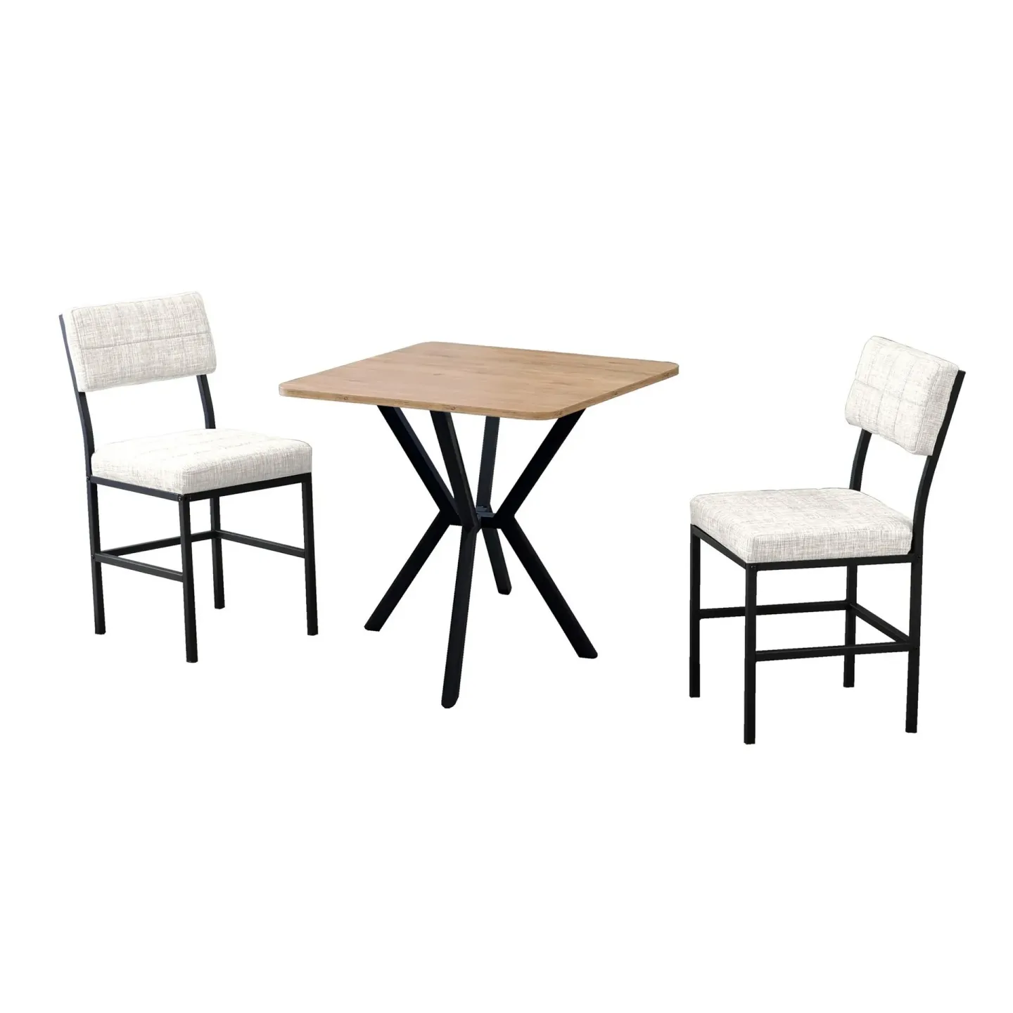 Stedum Matgrupp Bord 70 cm + 2 Stolar - Kräm Valnöt