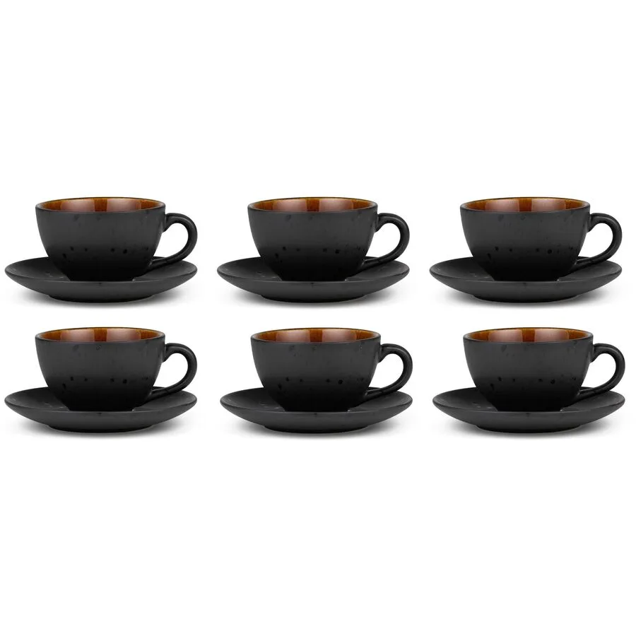 Kaffeetassen-Set BITZ Schwarz/Braun Steinzeug H 6 cm 240 l