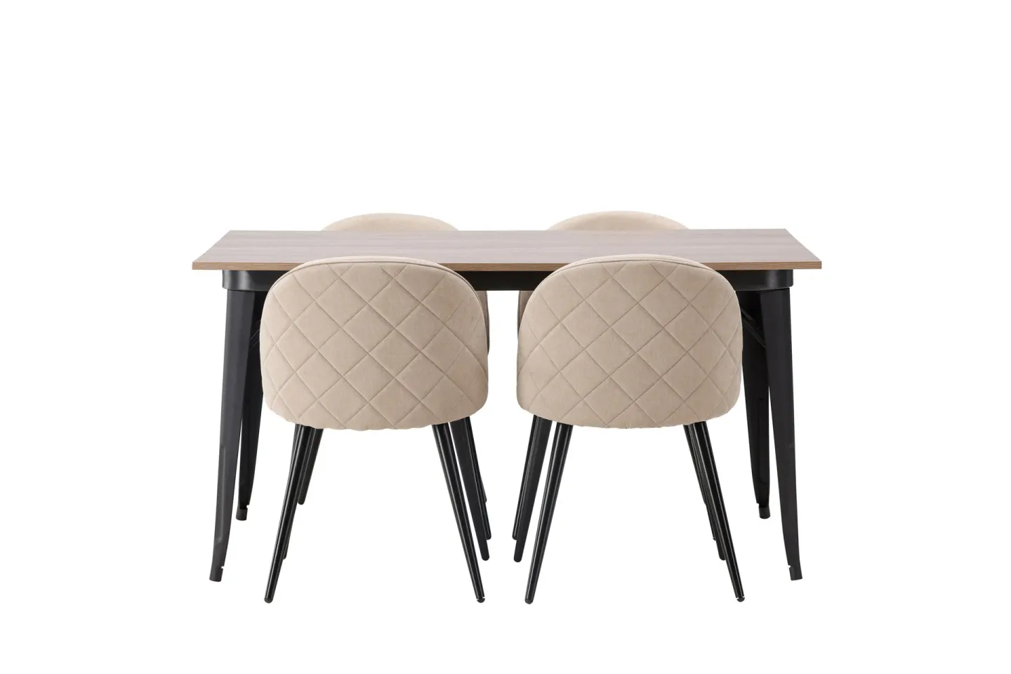 Tempe Matgrupp 140 cm Rektangulär med 4 Velvet stolar - Beige