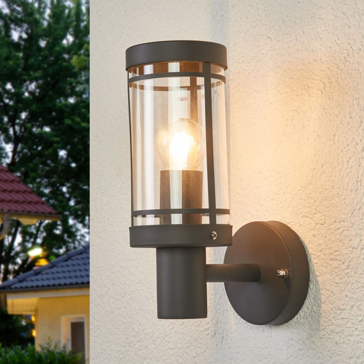 Djori Utomhus Vägglampa Dark Grey - Lindby - Balkong - Modern - Rostfritt stål - Med en ljuskälla