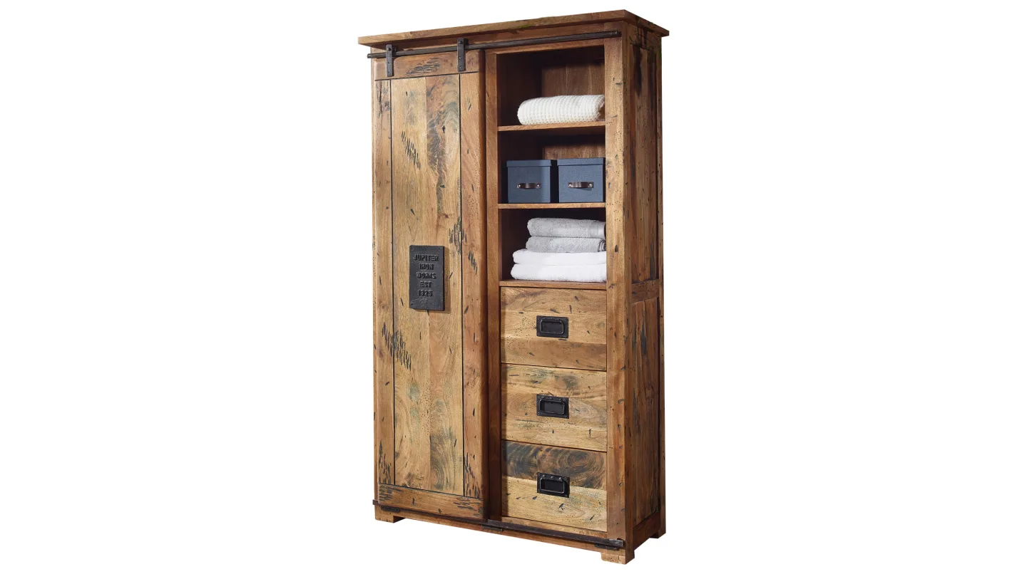 Garderobenschrank 1 Rolltür Mango massiv 100 cm - EMANUEL