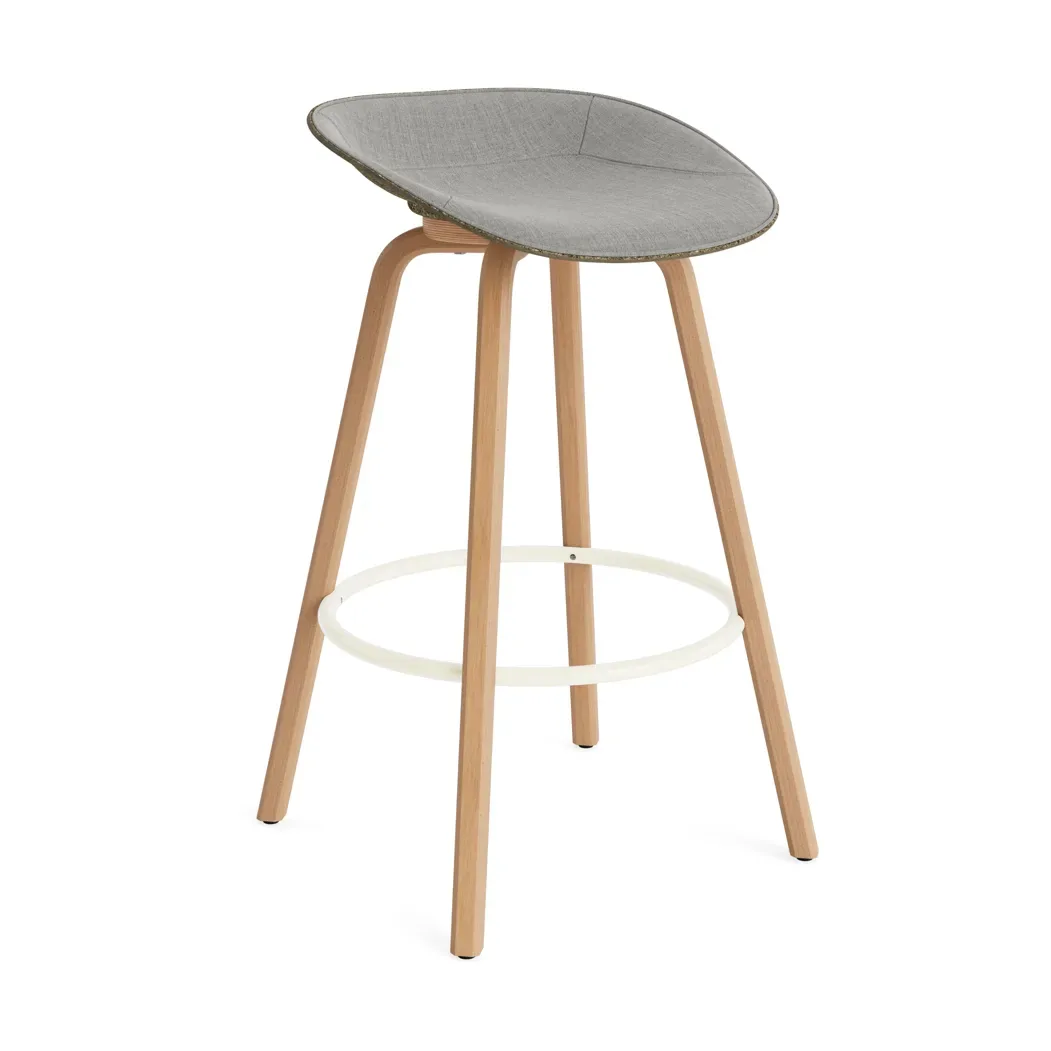 Normann Copenhagen Mat Barstool Barhocker mit Vorderpolsterung, 75 cm Remix 133-seaweed-beech-cream steel