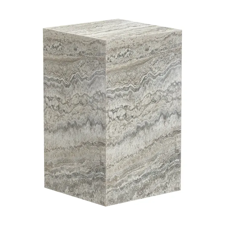 NORR11 Cubism Beistelltisch Silver travertin, 30x30x50 cm