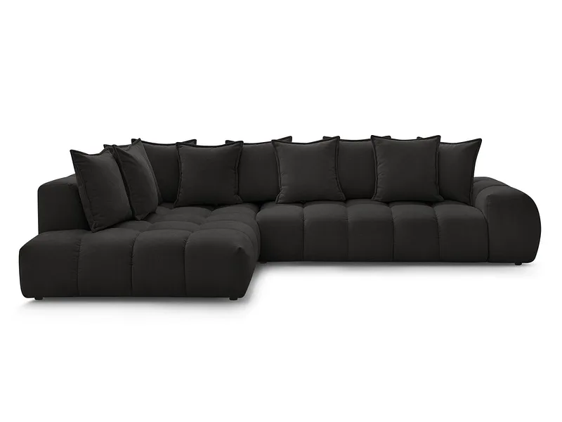 Ecksofa BOBOCHIC EVEREST Stoff mit Textur schwarz
