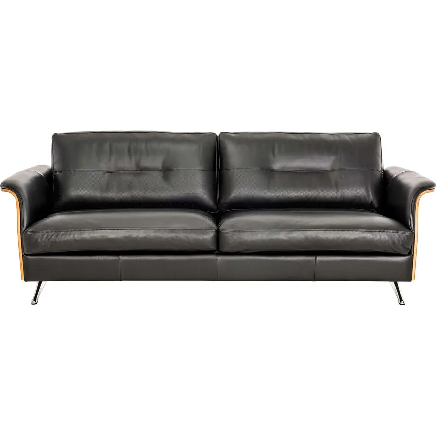 Sofa Sebastian Ohne Leder, Holz schwarz B 224 T 90 cm