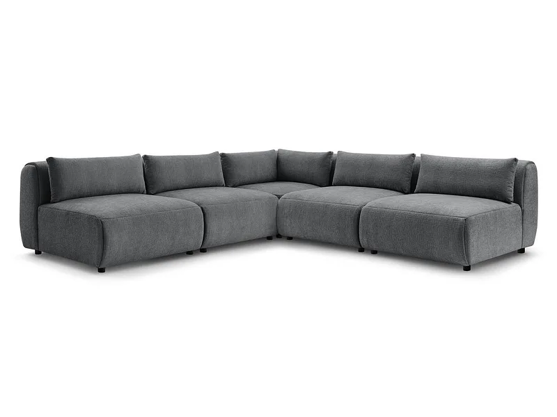 Ecksofa BOBOCHIC JEANNE Stoff mit Textur dunkelgrau