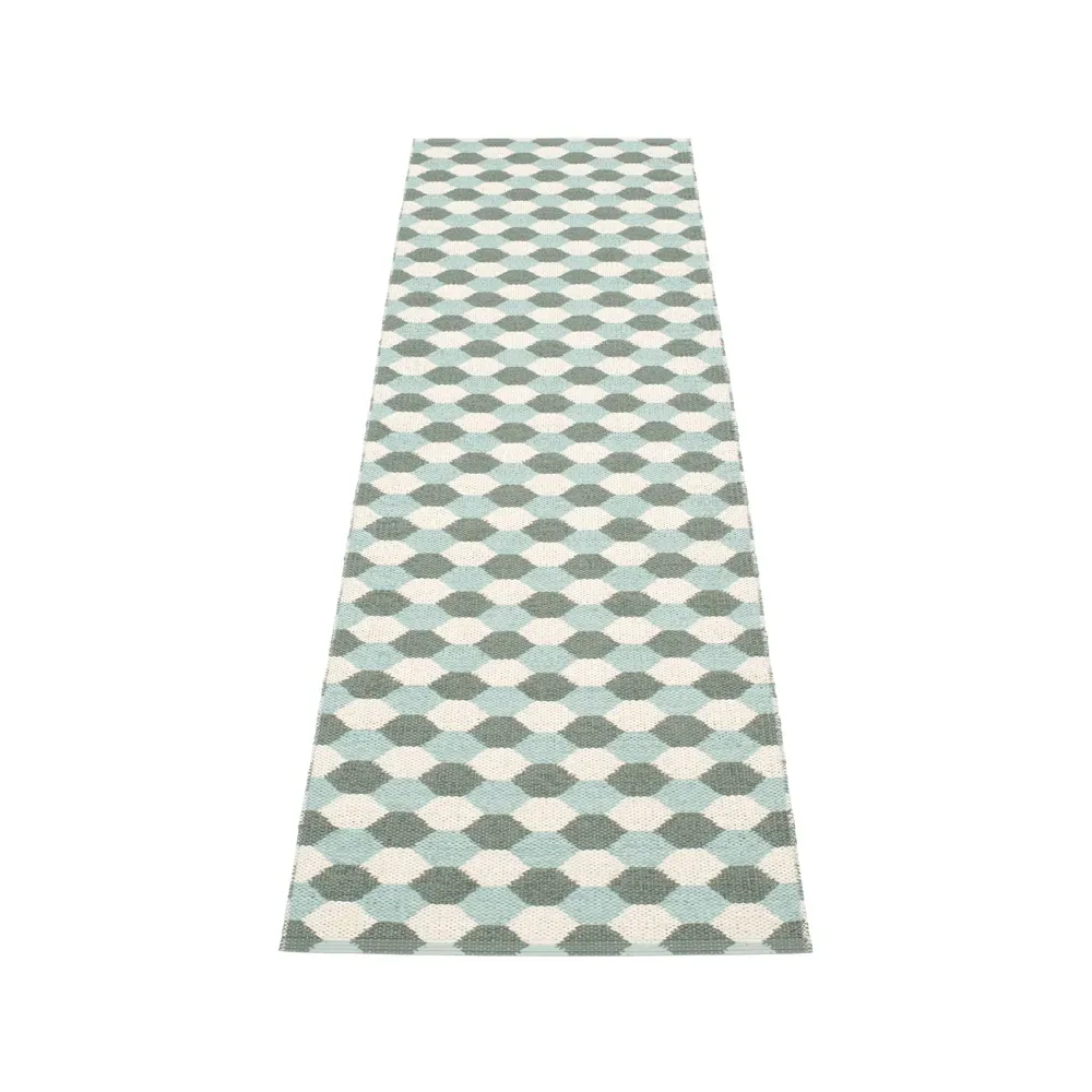 Pappelina Dana gångmatta army/pale turquoise/vanilla, 70x250 cm