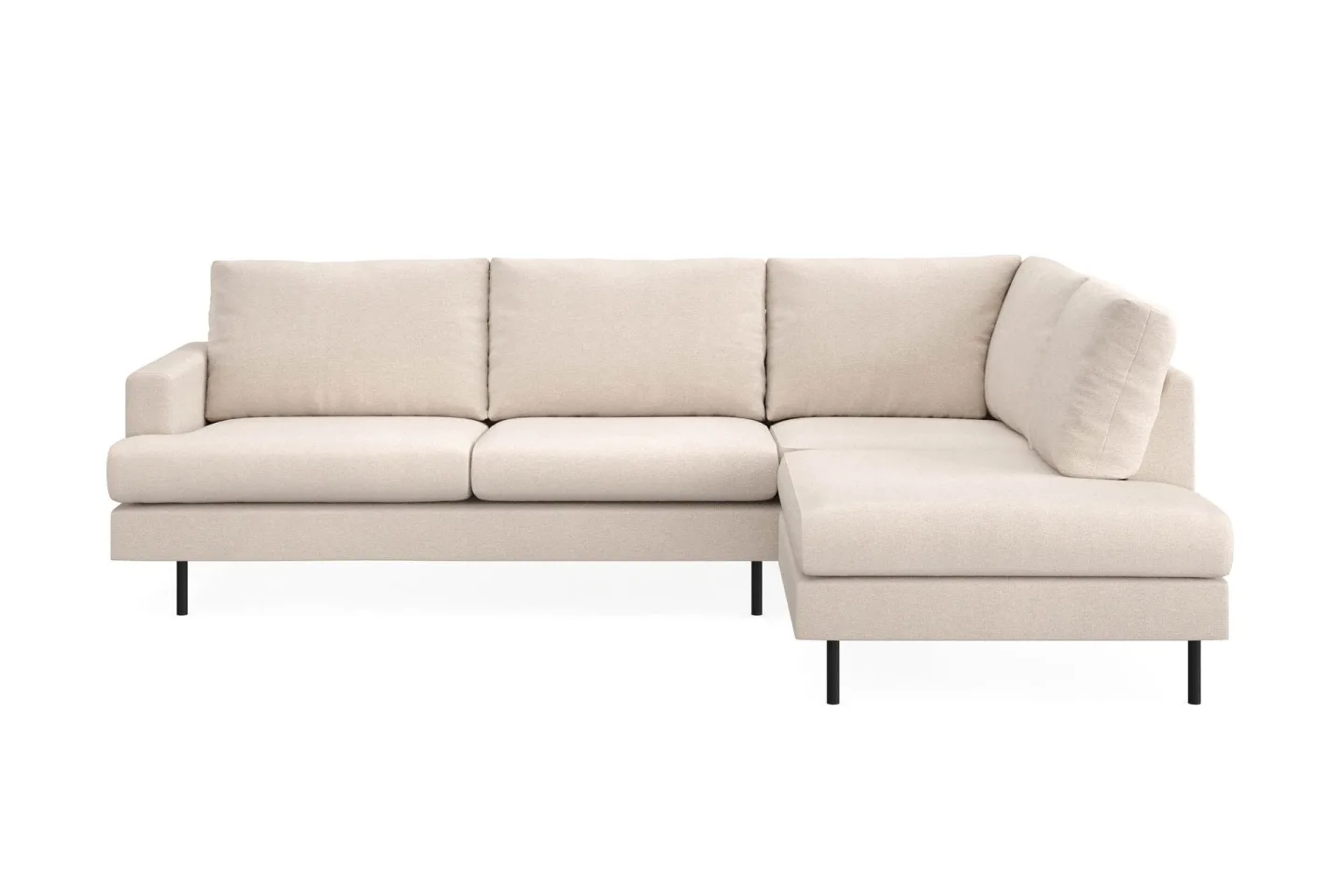 Menard Compact 4-sits Högervänd L-formad Schäslongsoffa i Tyg - Beige