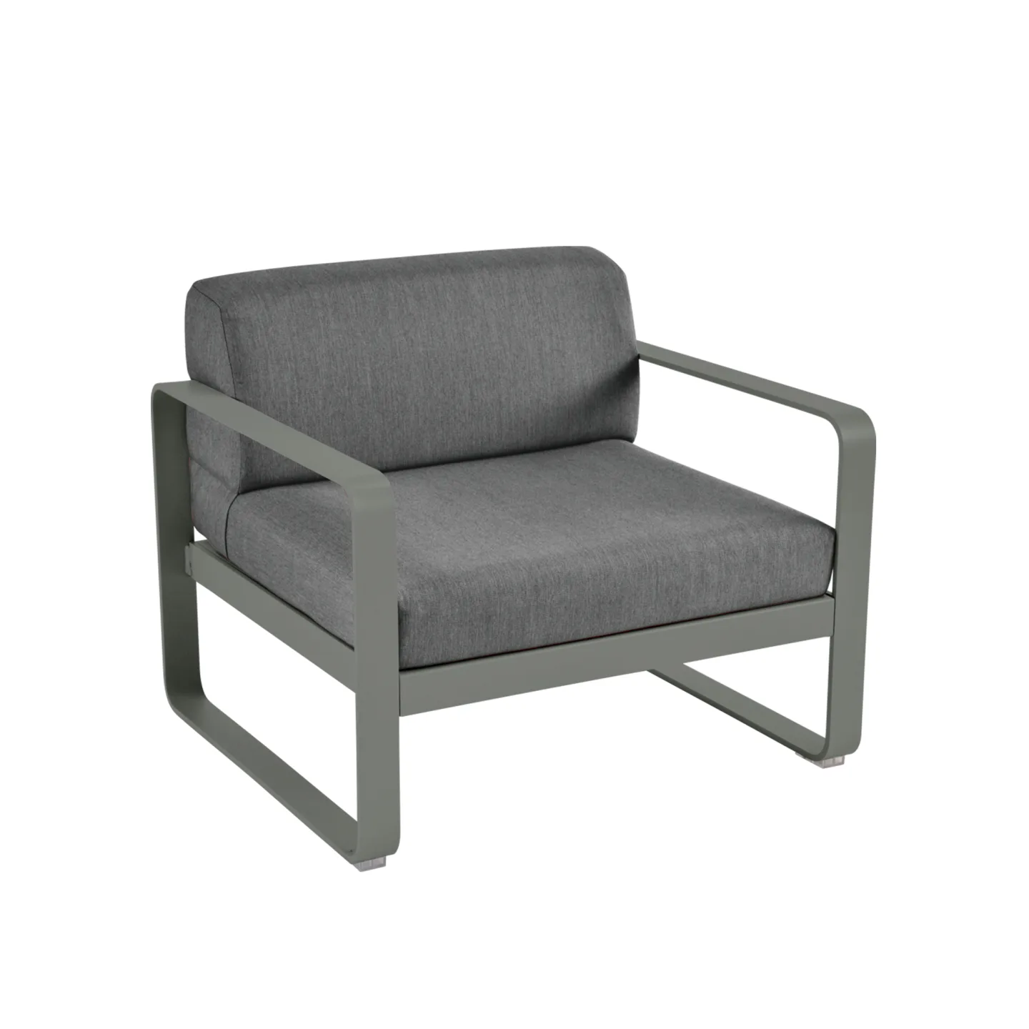 Fermob - Bellevie Armchair Graphite Grey Cushions, Rosemary - Fåtöljer utomhus - Pagnon & Pelhaître - Grön - Metall/Plast