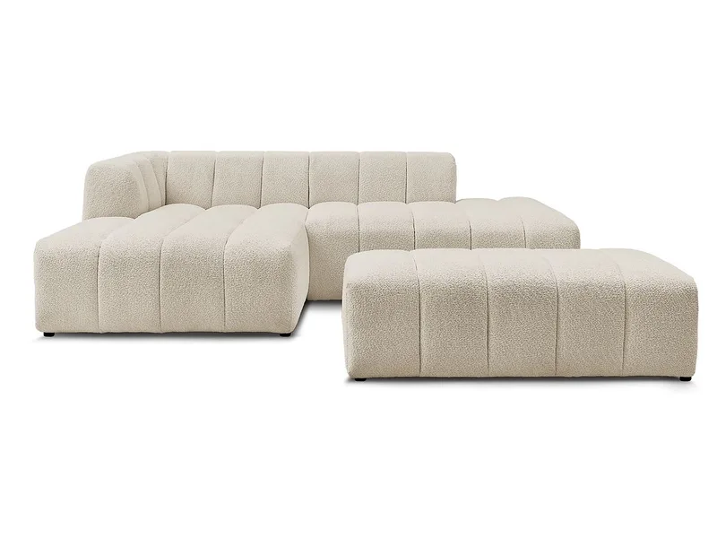 Ecksofa mit Hocker BOBOCHIC ANNECY Boucle-Stoff beige