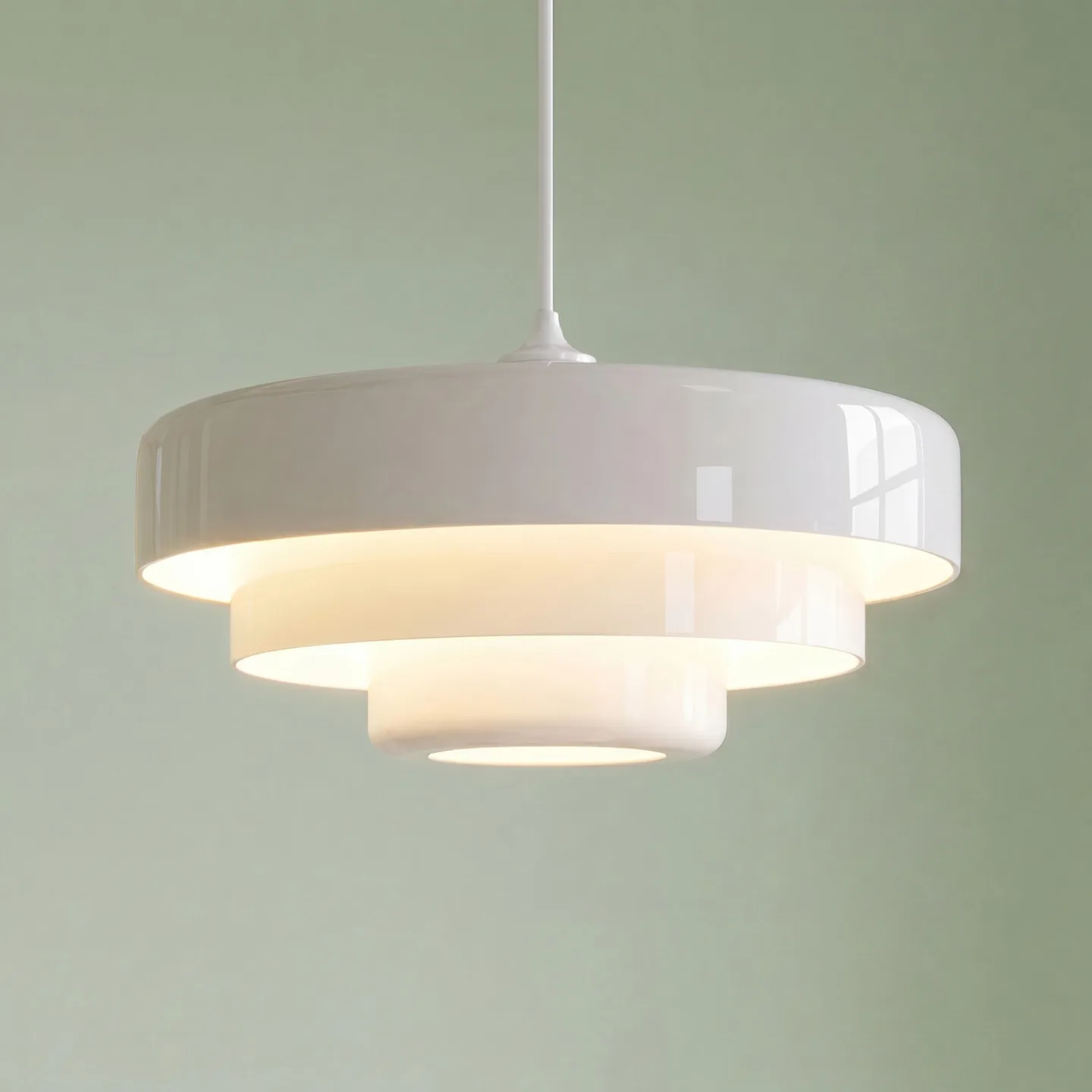 Tivra Hängeleuchte, glänzend weiß, Ø 35 cm, Metall - Lindby - Esszimmer - Design - Einflammig
