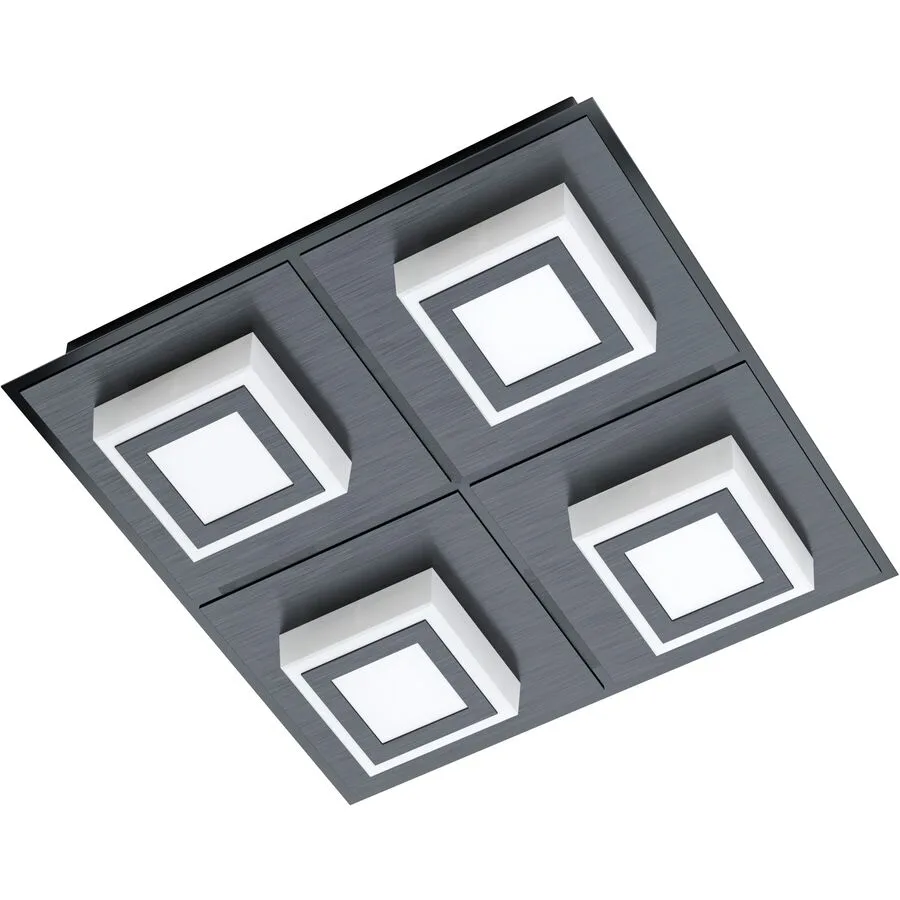 Eglo Deckenlampe Masiano 1 Schwarz Aluminium/Kunststoff/Stahl 25 cm 25 cm - Farbe: Schwarz/satiniert - LED - Lichtfarbe: Warmweiss - Material: