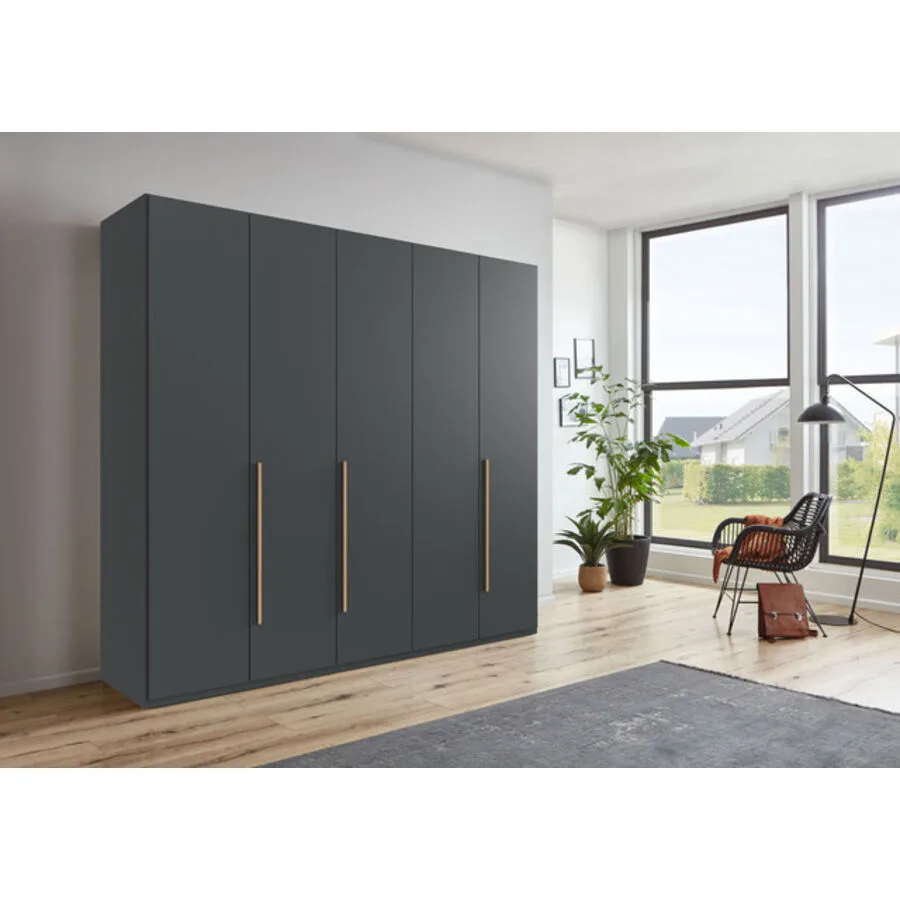 Kleiderschrank Annie Grafit - Griffe Artisan-Eiche-Nachbildung Mischholz B 225 cm