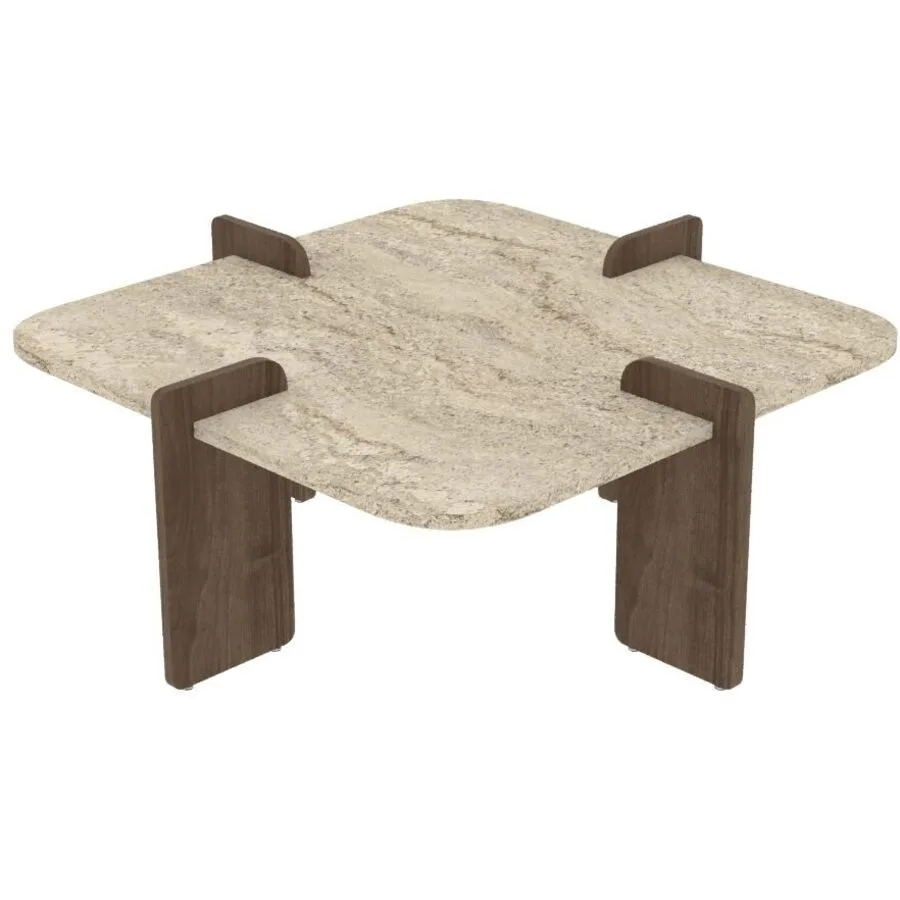 Salontisch Georis Travertin, Nussbaum 100% Melaminbeschichtete Kiefer B 90 T 90 cm