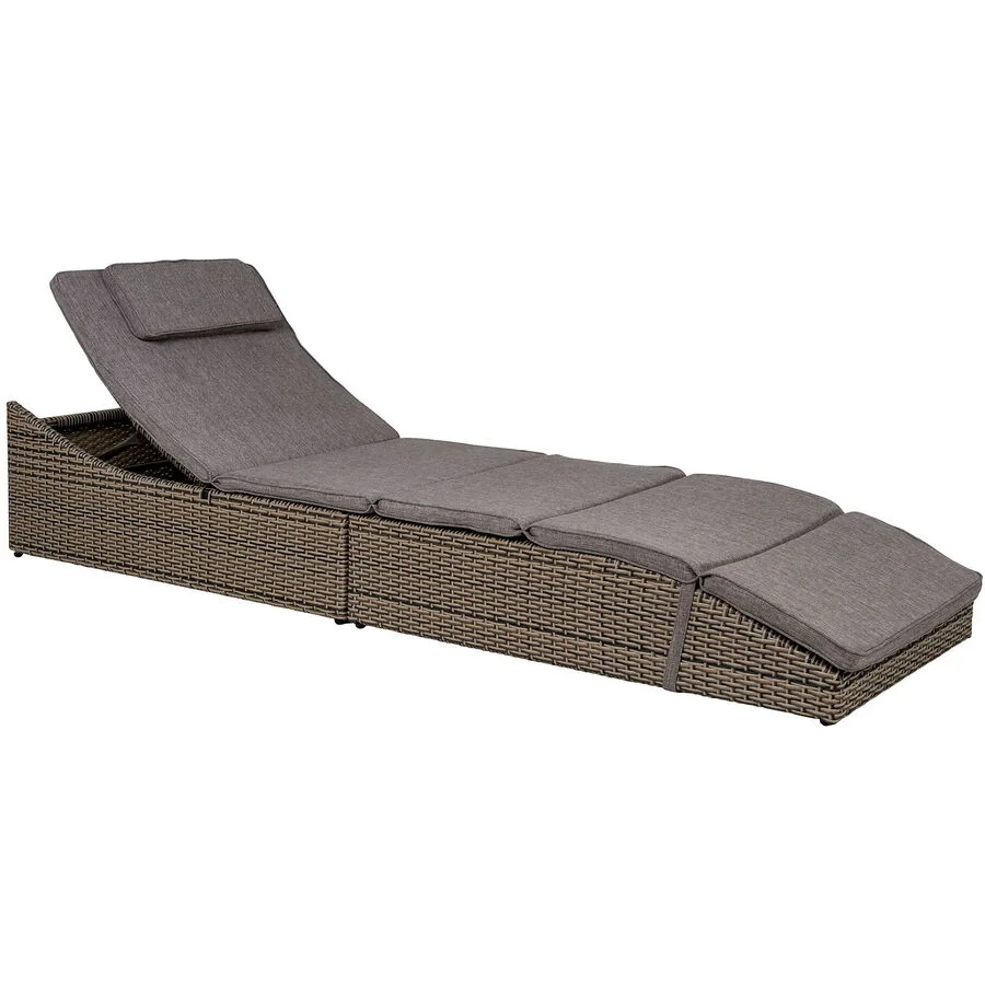 Gartenliege Valyro braun/grau Polyrattan B 60 T 200 cm