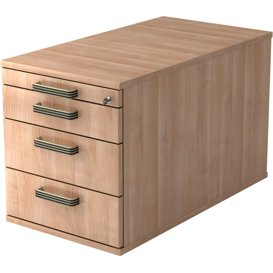 Rollcontainer Office nussbaum/Aluminium gebürstet Holzwerkstoff B 42.8 cm H 51.2 cm
