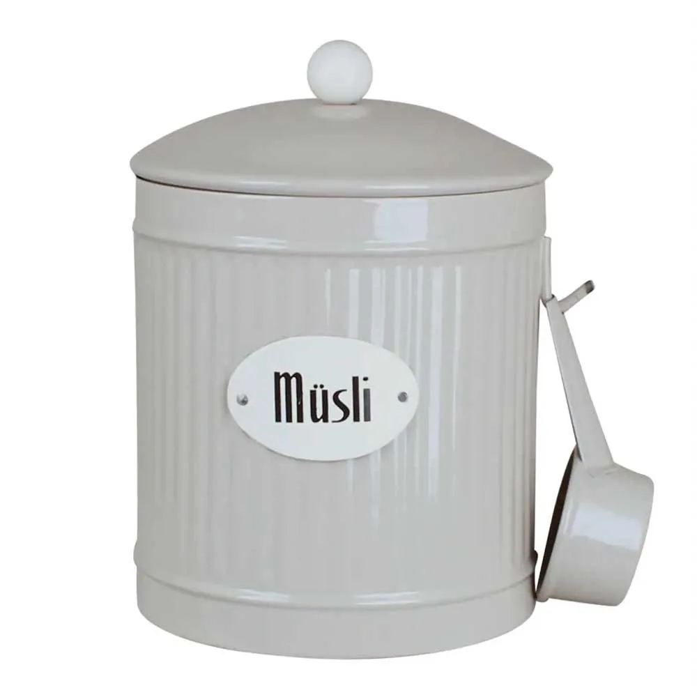Retro Müsli burk i järn - Beige