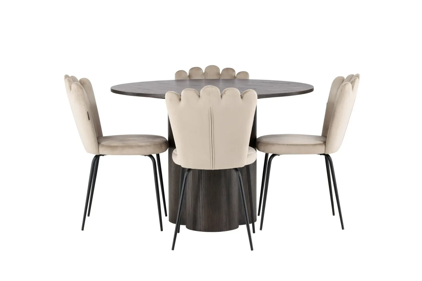 Olivia Matgrupp 110 cm Rund med 4 Limhamn stolar - Beige