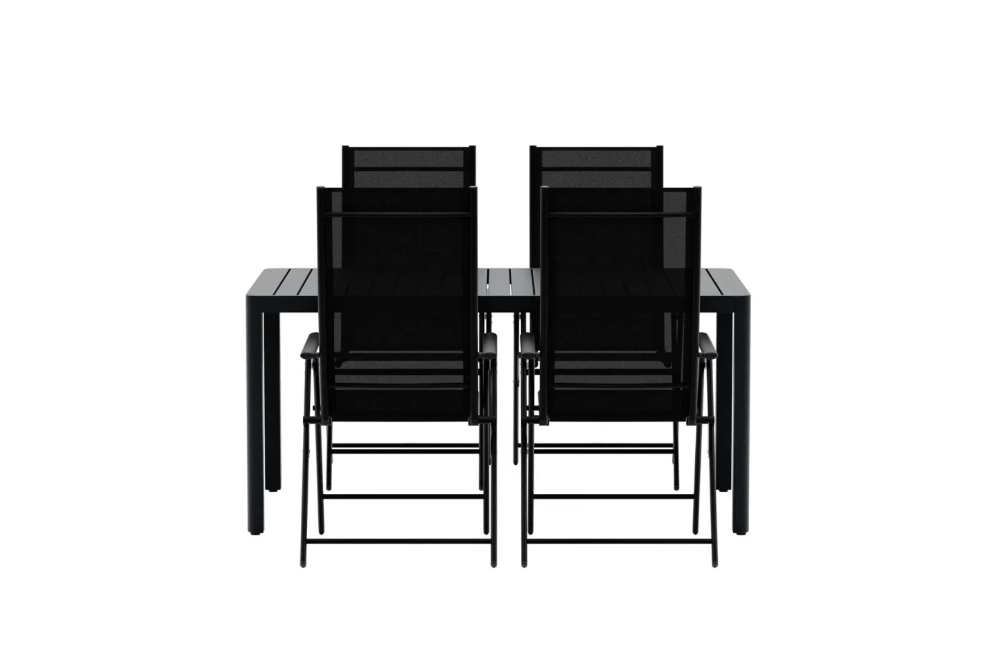Giardini Gartenset Tisch 90x150 cm schwarz 4 Stühle schwarz.