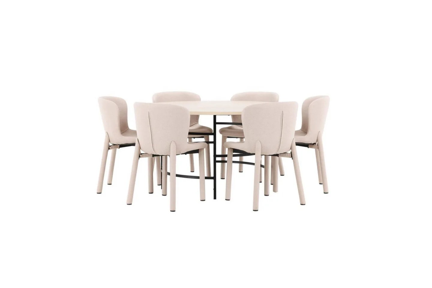Matgrupp Copenhagen Runt 140 cm med 6st Astoria Stolar Vit / Svart, Beige - Vit / Svart, Beige