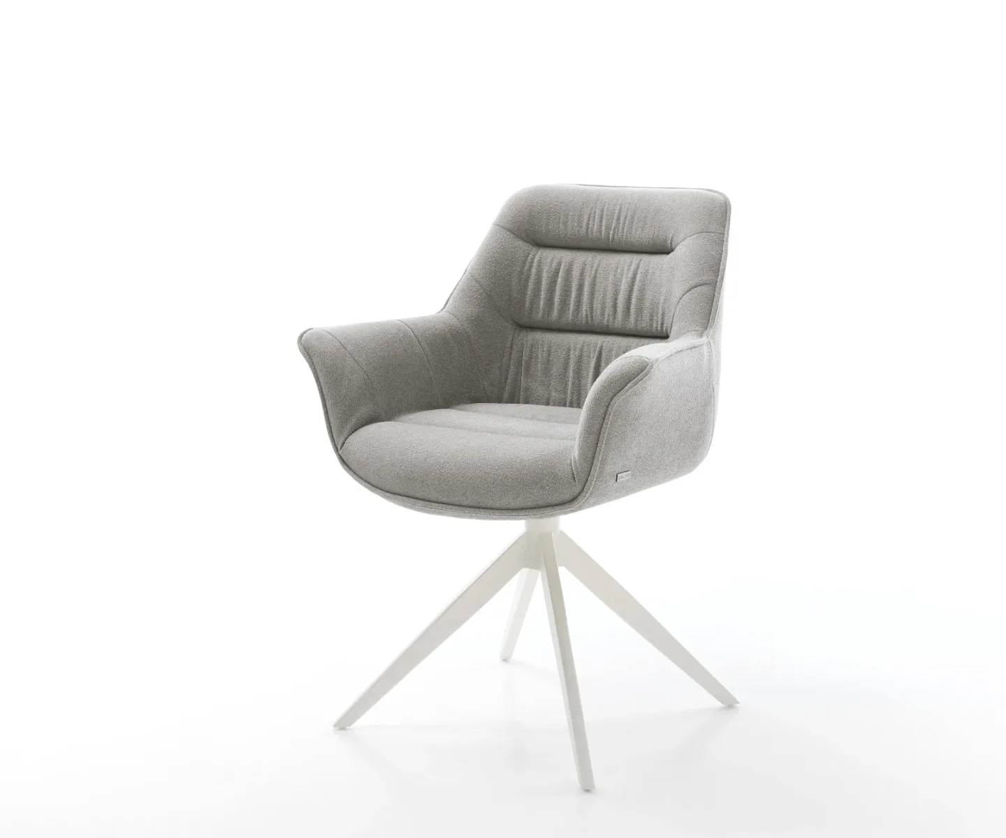 Drehstuhl Kaira-Flex Strukturstoff Soft Grau Kreuzgestell breit Weiß 360° drehbar Wippfunktion