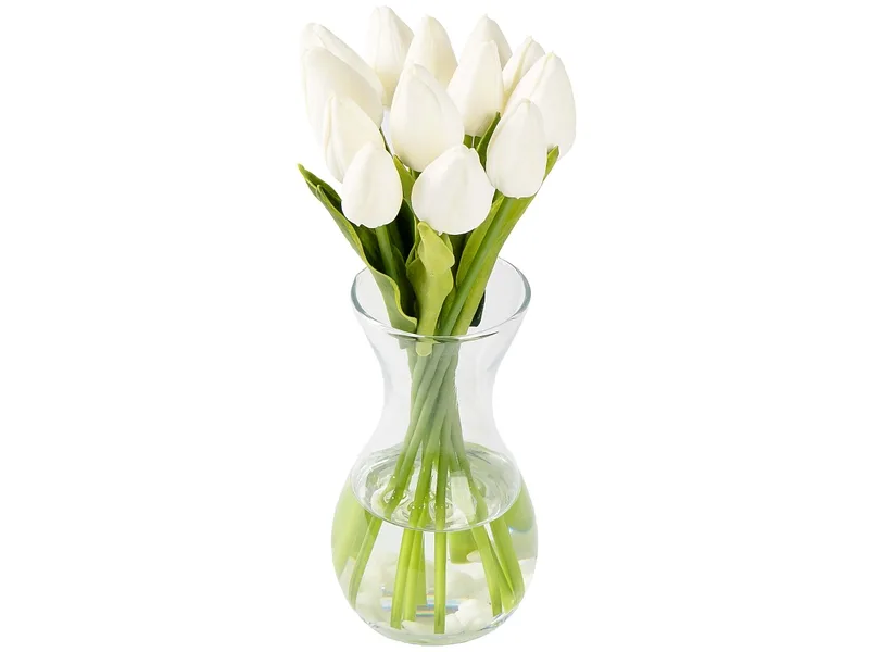 Vasen und künstliche Blumen JULIE 23x23x29cm weiss