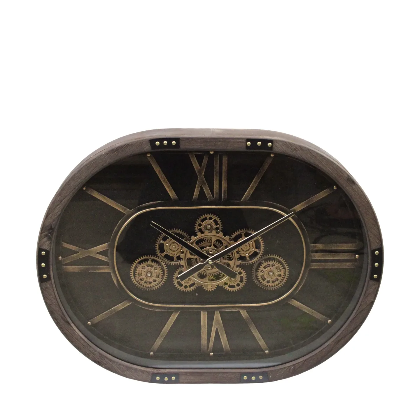 Decofinder Uhr Oval, Braun/gold | Schubiger Möbel