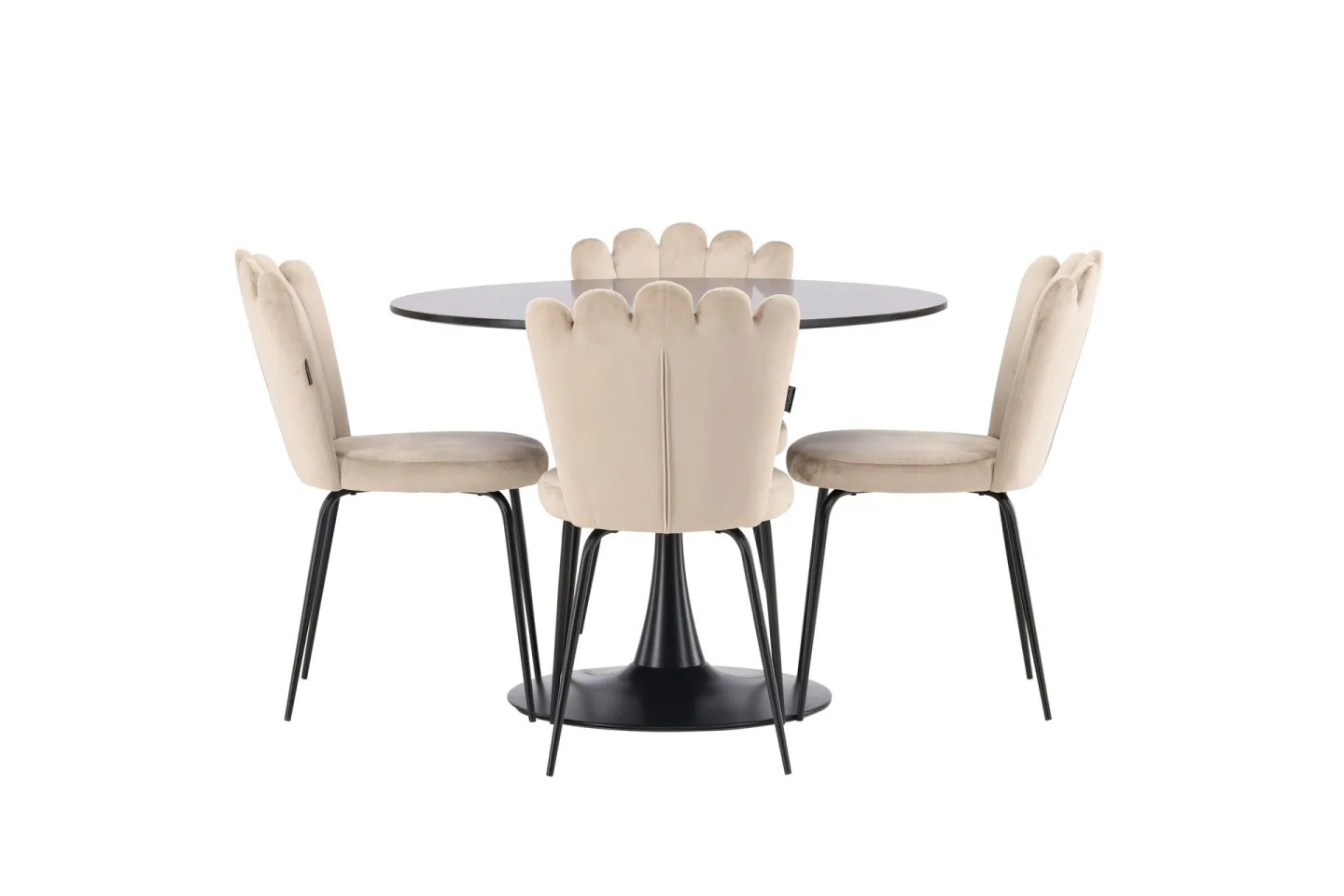Glade Matgrupp 100 cm Rund med 4 Limhamn stolar - Beige