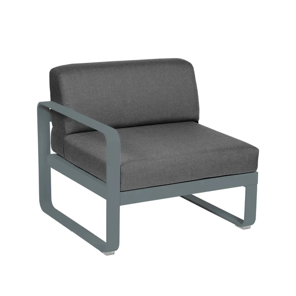 Fermob Bellevie Left modulsoffa Storm grey (grå), graphite grey dyna, 1-sits
