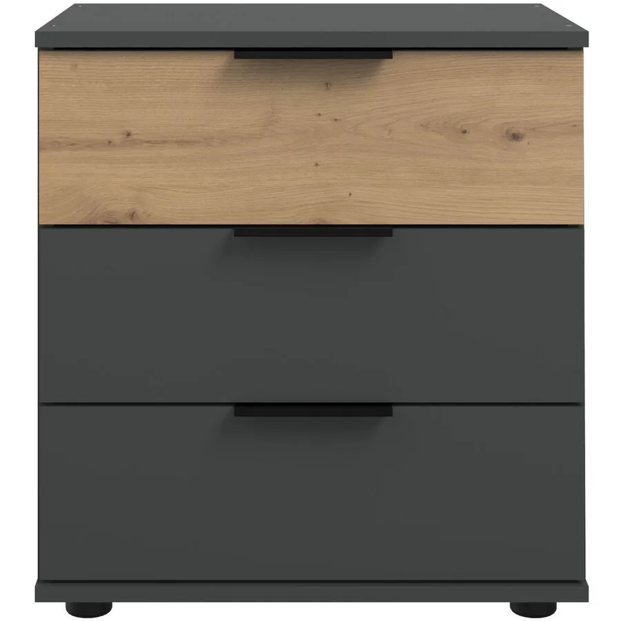 Nachttisch Shane Eiche, Graphit Holzwerkstoff B 52 H 58 cm