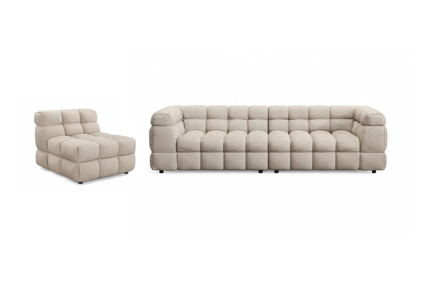Elise Bubblig Soffgrupp 4-sits Soffa + Fåtölj - Beige
