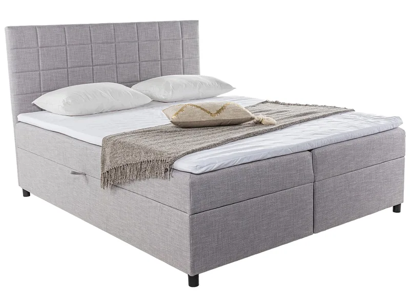 Boxspringbett TOMA hellgrau 180x200cm halbfest