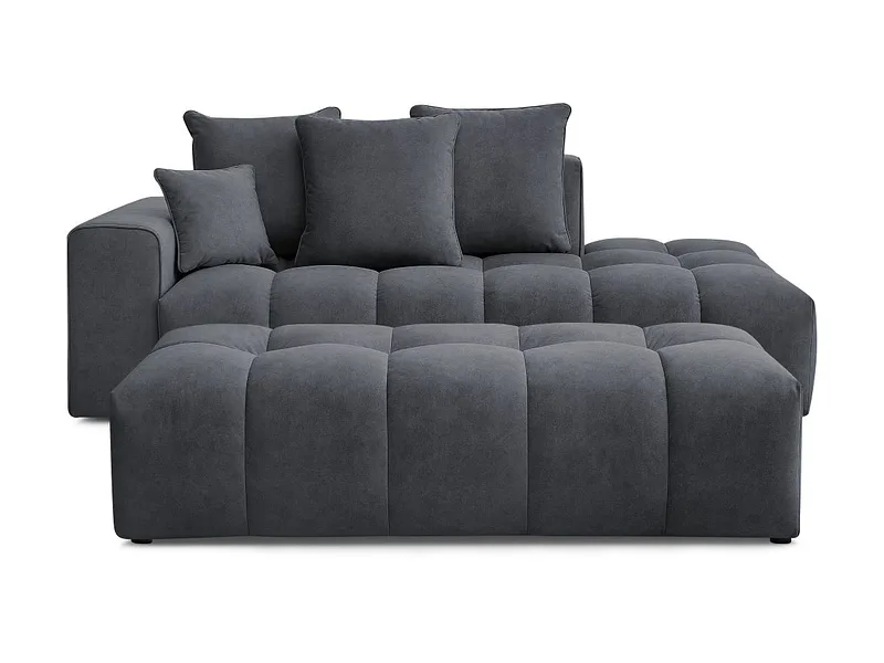 3er Sofa mit Hocker BOBOCHIC MONT-BLANC Samt dunkelgrau