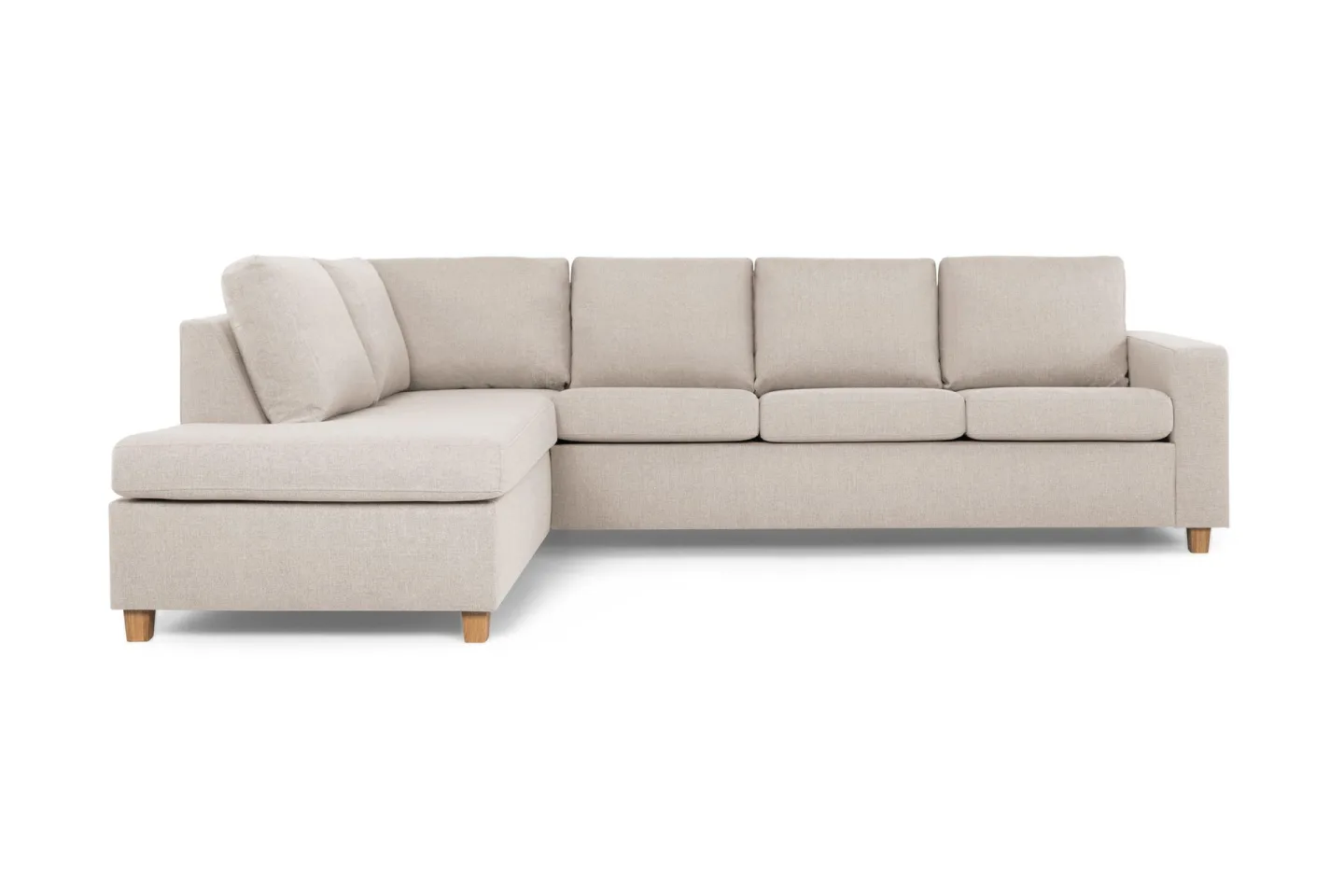 Crazy 4-sits Vänstervänd L-formad Schäslongsoffa i Tyg - Beige