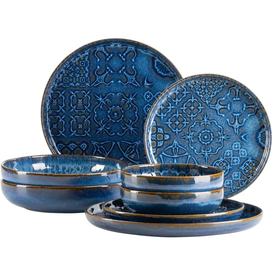 MÄSER Geschirr-Set Trad. Tiles Blau Steinzeug