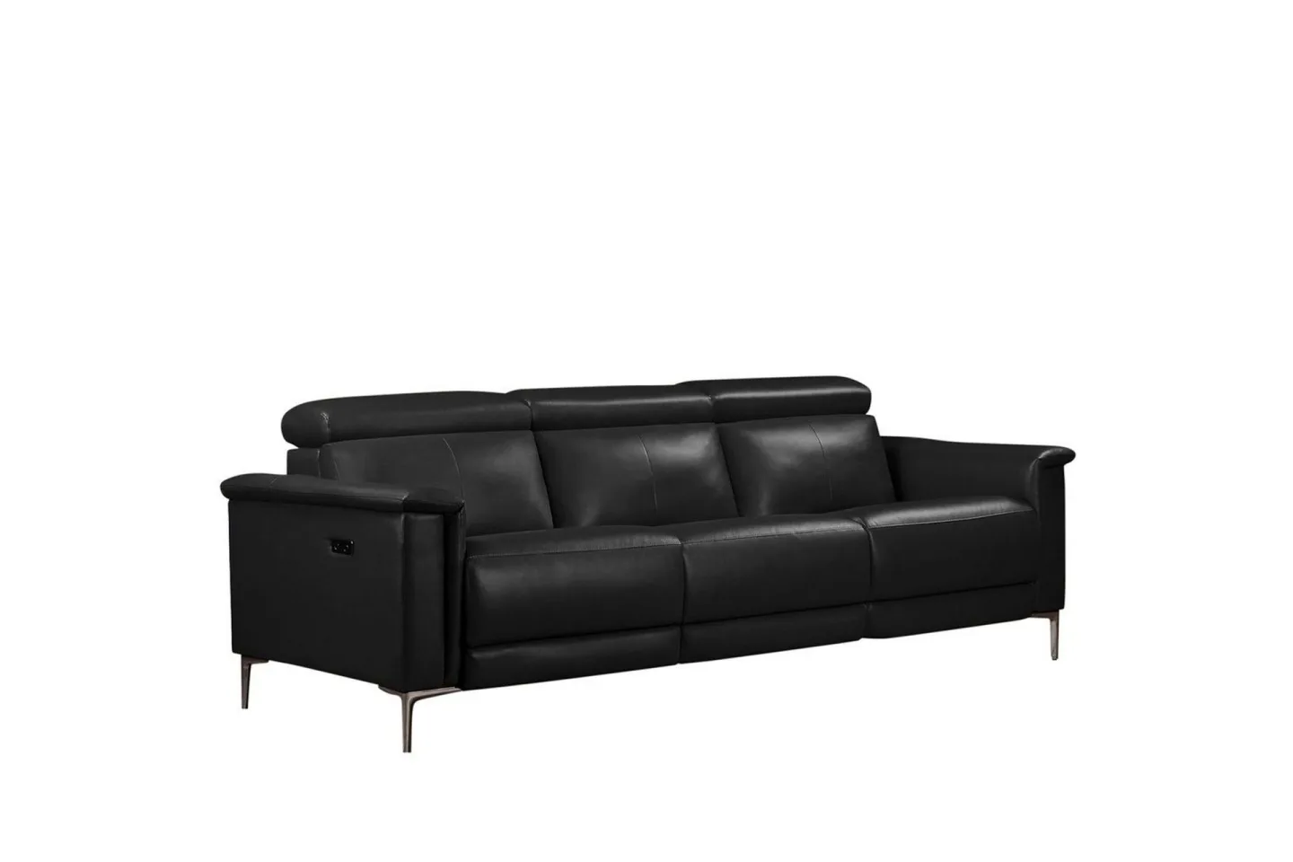 Reclinersoffa utan hörn Loft24 3-sitssoffa Lund Cognac Svart -