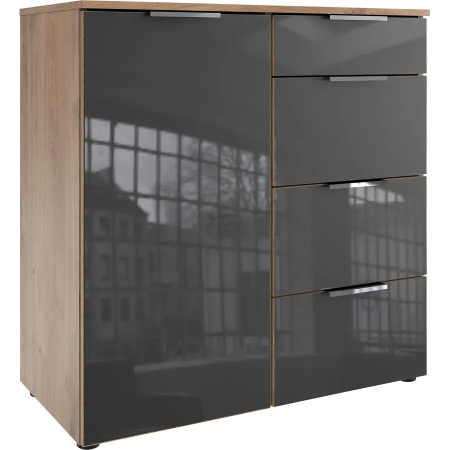 Kommode Sanko Plankeneiche/graphit Holzwerkstoff B 81 H 84 cm