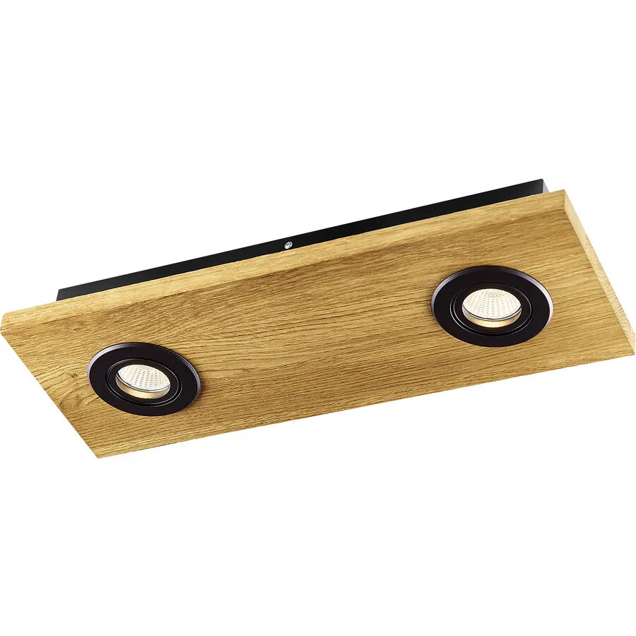 HERZBLUT Deckenlampe Lennon Schwarz Metall/Holz 44 cm 6 cm - Farbe: natur/schwarz - Material: Nickel/Holz