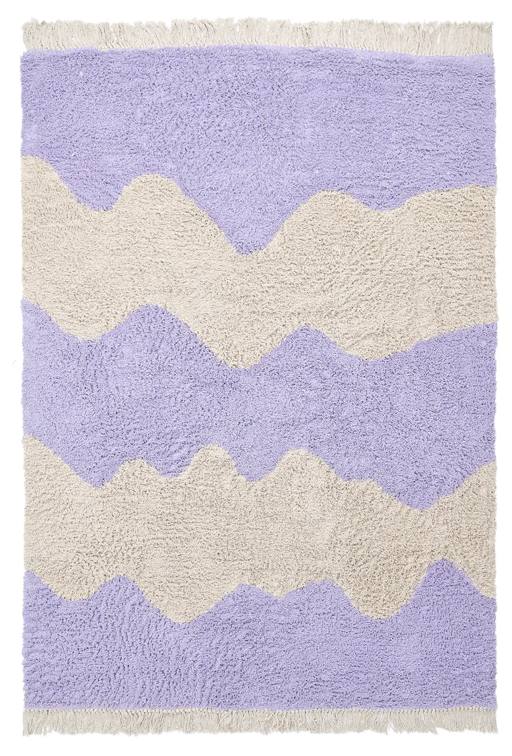 Ryetepper - Amira Natural Cotton Shaggy (lilla/beige) (Størrelse: 80 x 150 cm)