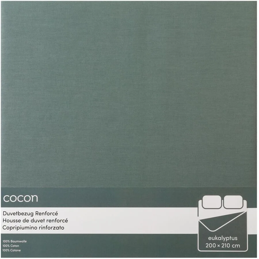 Duvetbezug COCON Eukalyptusgrün Baumwolle 200 x 210 cm - Material: Renforcé