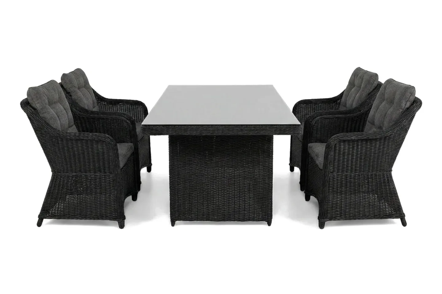 Marcus utomhus matgrupp 160x90 cm med 4 Marcus utefåtöljer - Svart
