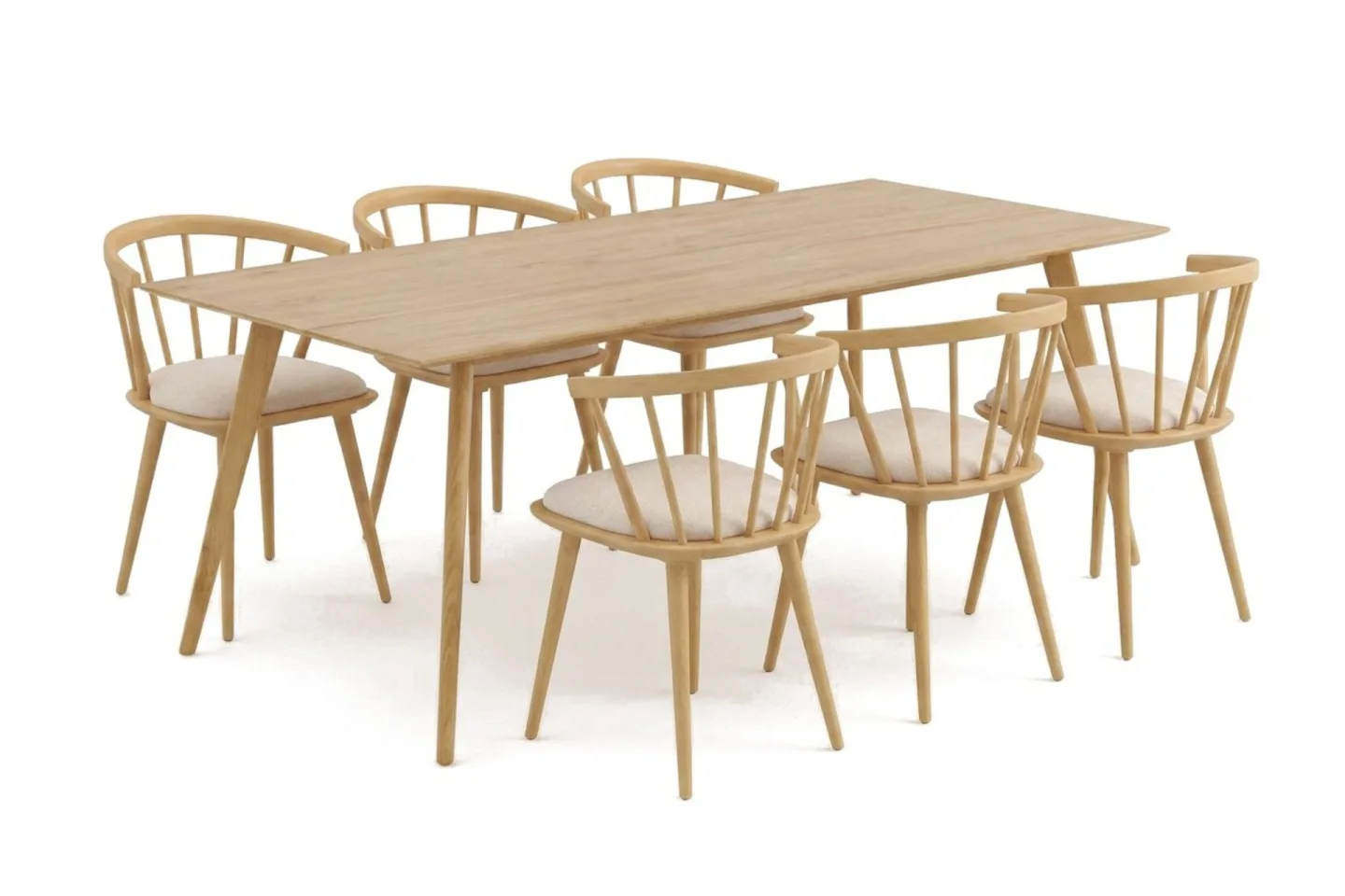 Tyrö Matgrupp 190 cm Ek med 6 st Tyrö Karmstolar med Dyna - Ek