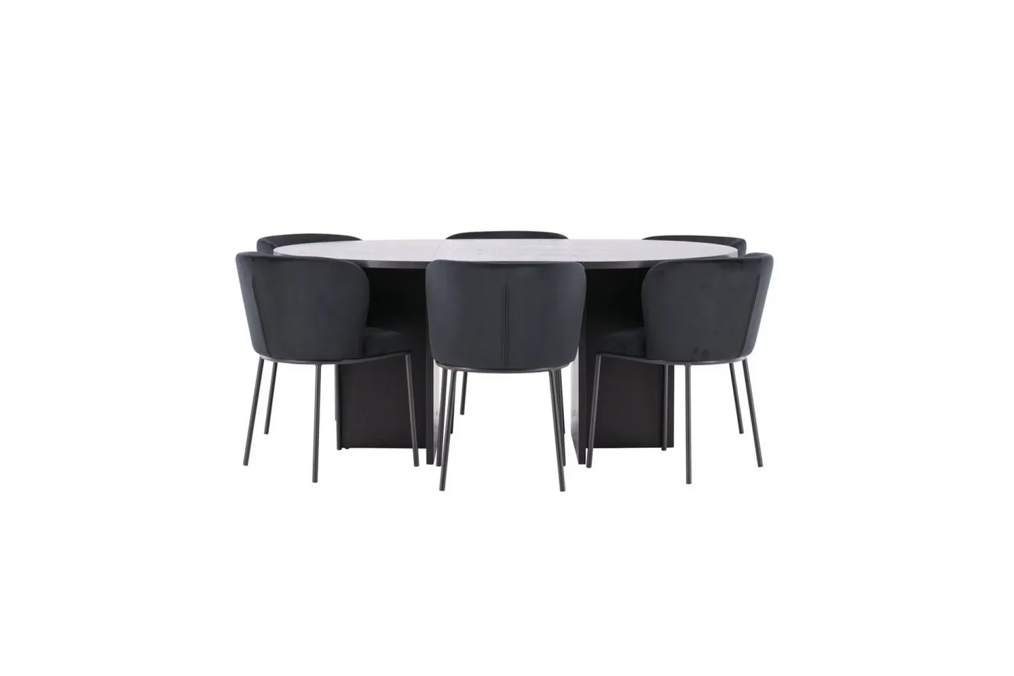 Matgrupp Strada Runt 120/170 cm Svart med Edina Stolar 6 st, Svart - 6 st, Svart