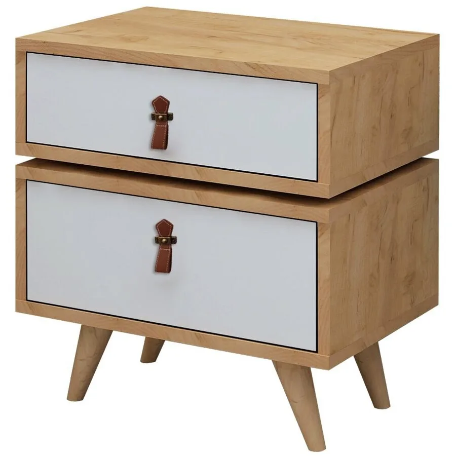 Nachttisch Uyumak eiche/grau Melaminbeschichtete Spanplatte B 50 H 59 cm