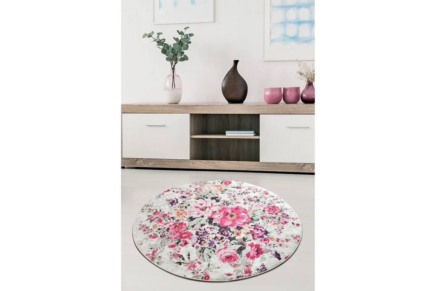 Amarinda Matta Rund 100 cm - Flerfärgad/Sammet