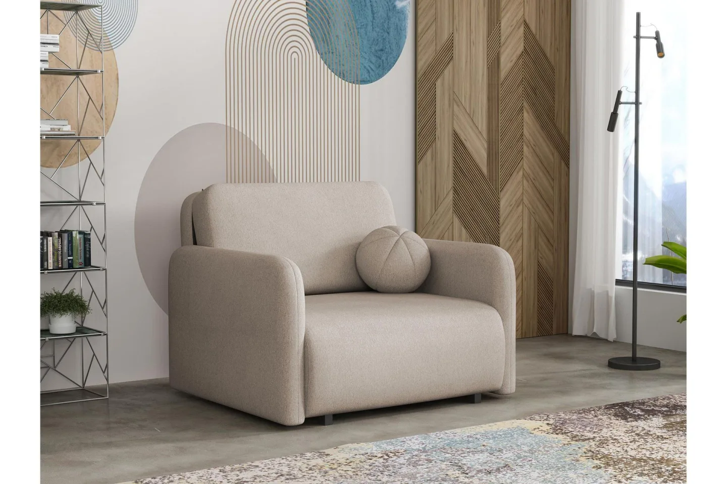 Ajmeri Bäddsoffa 2-sits i Plysch - Beige