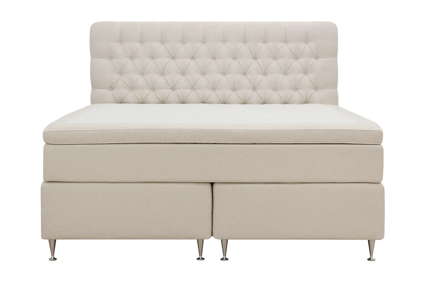 HVILA Lyx Komplett Sängpaket 180x200 cm Kontinentalsäng med knappad sänggavel i bouclé - Ivory / Bouclé