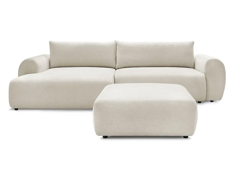 Ecksofa mit Hocker BOBOCHIC LUCIEN Stoff beige