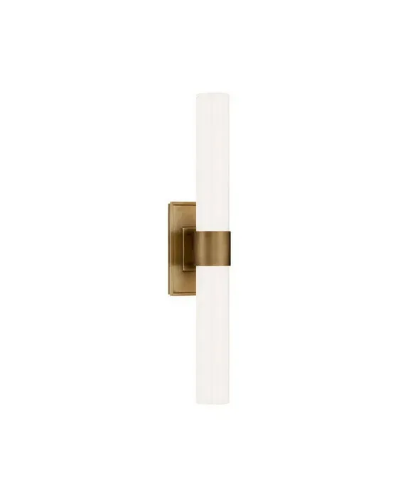 Presidio Petite Double Sconce Antique Brass/White