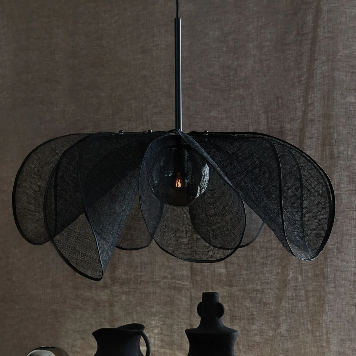 Styrka Pendelleuchte Ø75 Black/Smoke - Markslöjd - Wohnzimmer - Stoff / Textil - Einflammig
